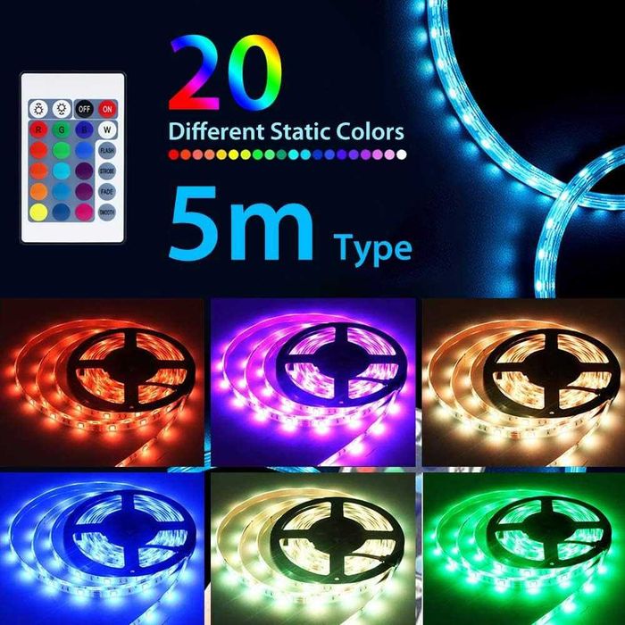 Bandă LED RGB USB 5 m   Sincronizare muzicală controlabilă pentru