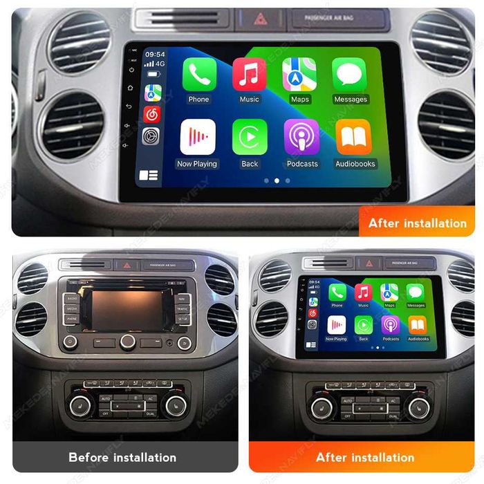 Navigatie Android 14 VW TIGUAN 2008+ Waze CarPlay YouTube + CAMERA