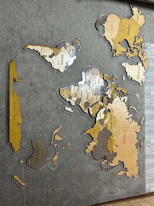 Devor uchun 3D  harita yog'ochdan yasalgan,  Premyum karta