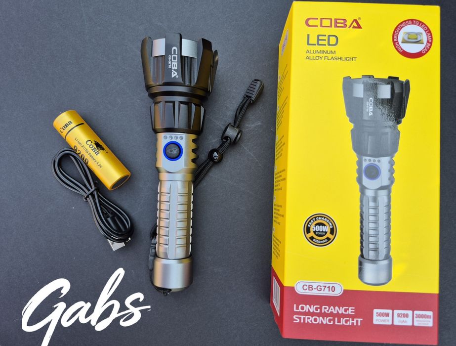 Супер мощен алуминиев  LED фенер COBA CB-G710,осветяване до 3000м