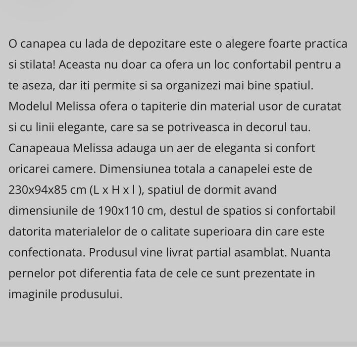 Vand canapea extensibila Melissa