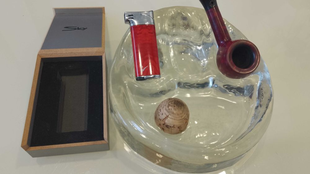 Scrumieră din sticla masiva, pt. pipe Georgshütte, Germania + CADOU