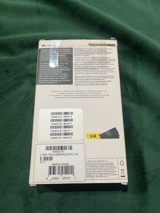 Memorie Corsair Vengeance LPX, 16GB(4x4) DDR4, 2400MHz CL14