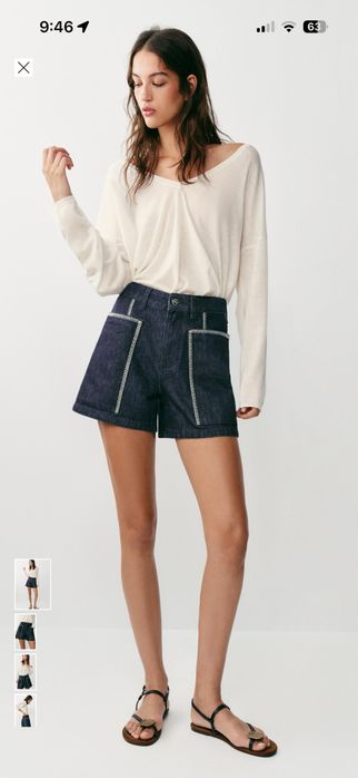Къс дънков панталон и топ Zara XS