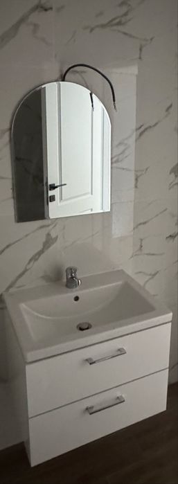 Masca baie +lavoar+baterie+ oglinda, Cersanit, cu sertare, alb, 60 x 45 x 49.5 cm