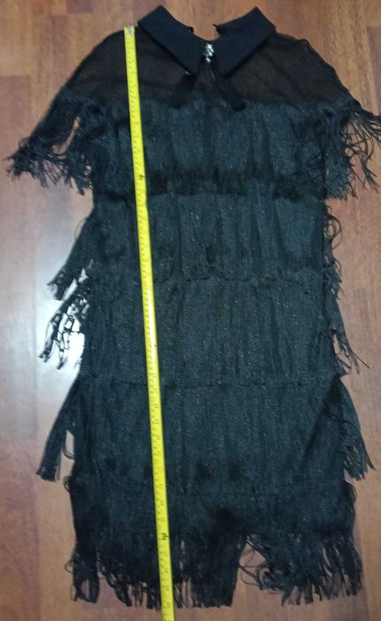 Rochie de ocazie neagra cu franjuri