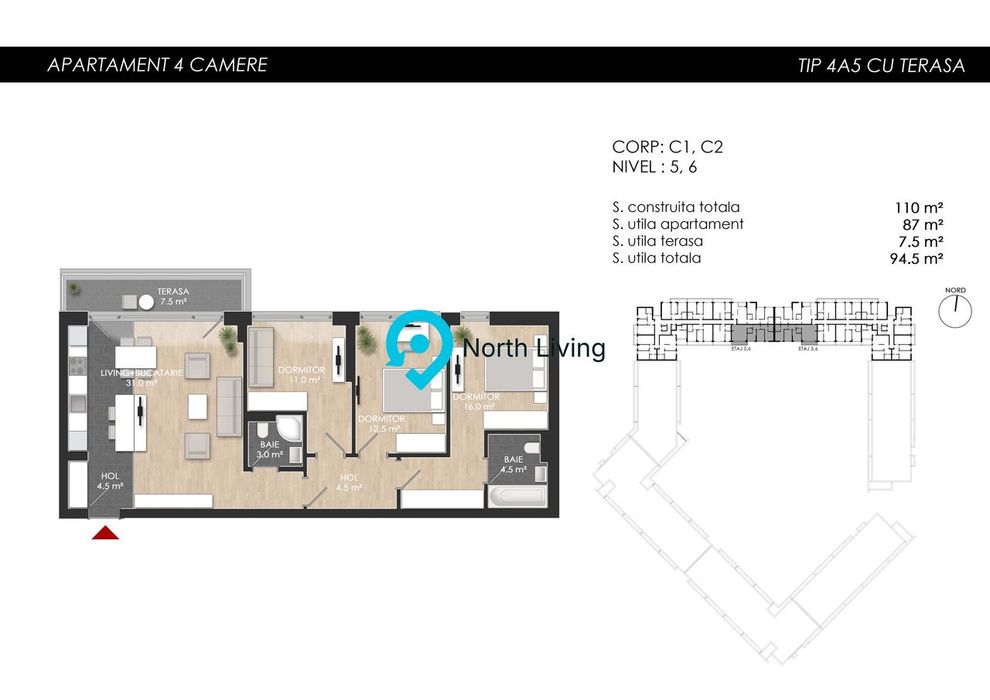Apartament 4 camere | Ansamblu Rezidential - Bucurestii Noi