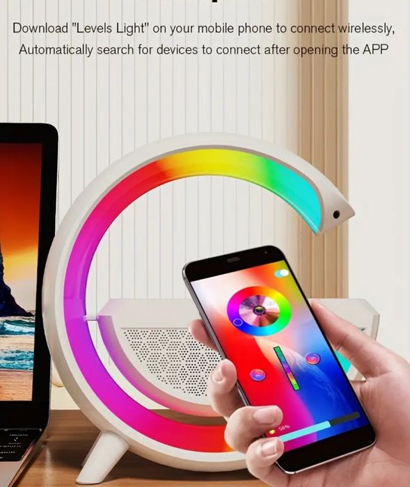 Тонколона с лед светлини и станция за безжично зареждане