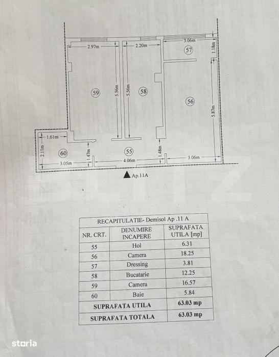 Apartament de 2 camere, 64 mp, decomandat, mobilat si utilat, Soseaua