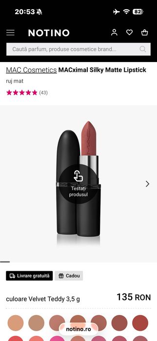 Ruj mat MAC velvet teddy