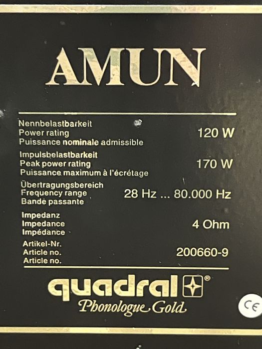 Boxe Quadral AMUN  tweeter ribbon 120w RMS 4 Ohmi