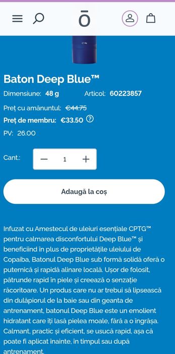 Deep Blue + Copaiba stick doTERRA - nou, sigilat!