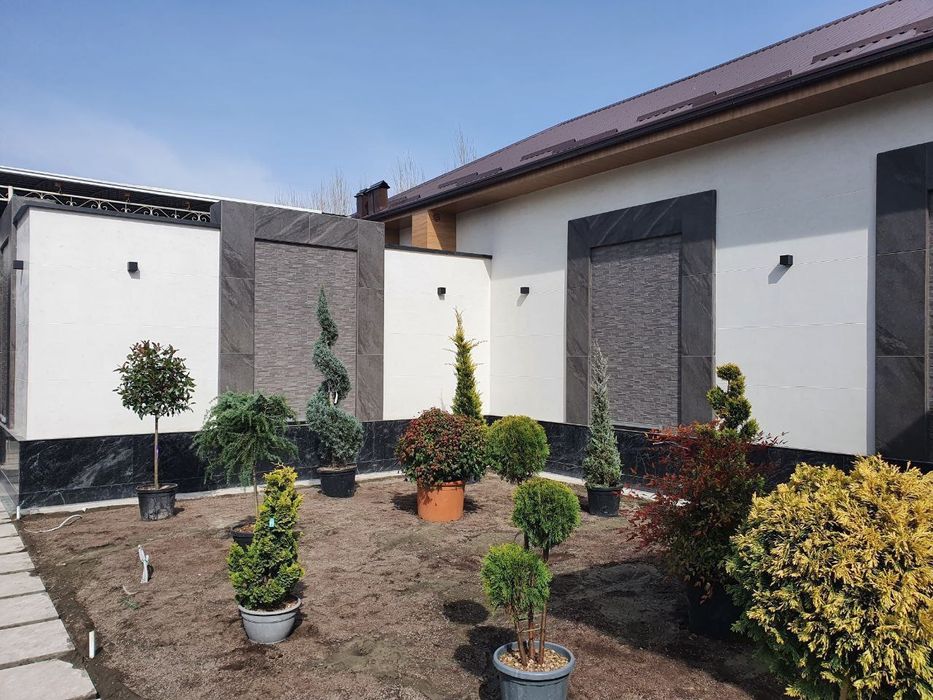 Ландшафт-дизайн, газон екиш ,манзарали гуллар ва арчаларга шакл бериш