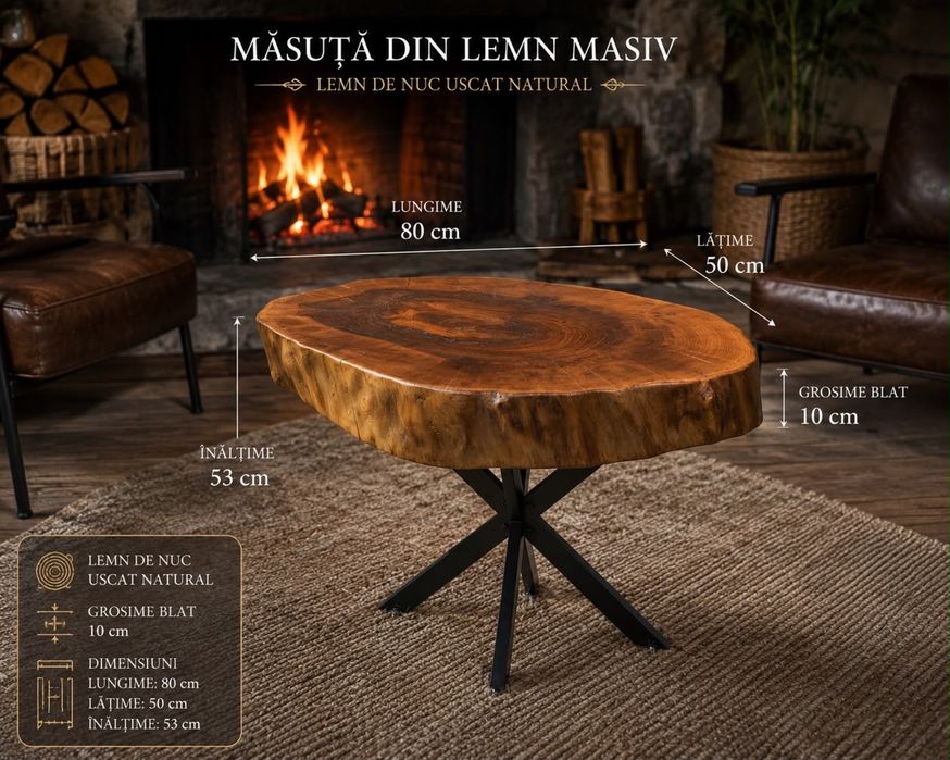 Masa de cafea, superba din lemn de nuc!