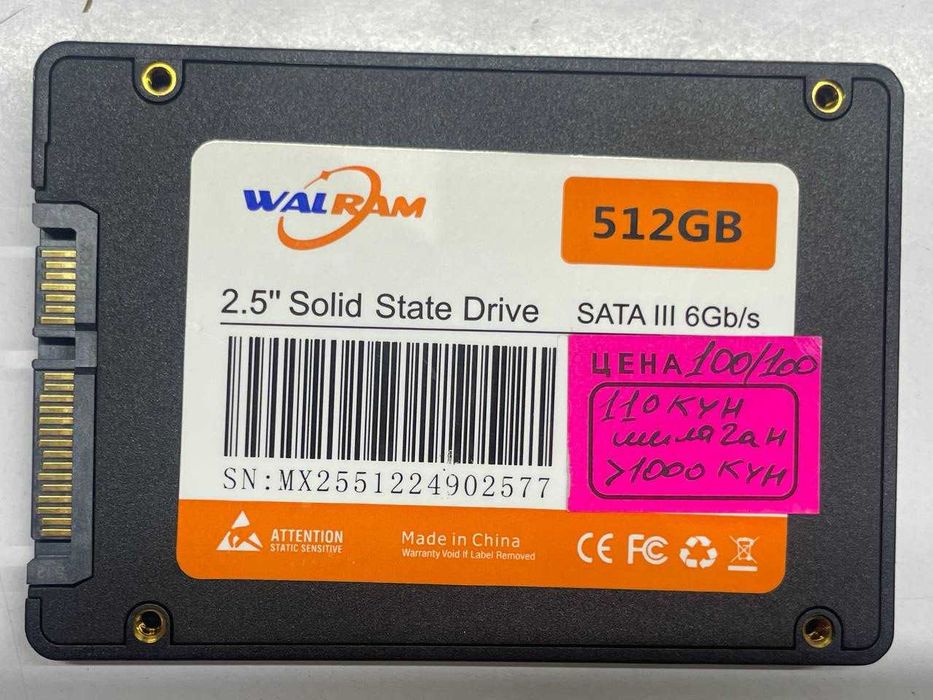 SATA SSD 512GB arzon bervoraman. xolati ideal xammasini. 100%