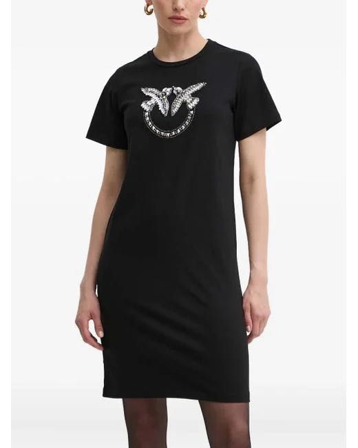 Дамска черна рокля с къс ръкав PINKO