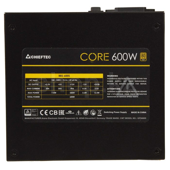 Chieftec CORE 600W блок питания GOLD сертификат