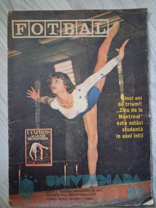 Revista Fotbal Universiada ’81 cu Nadia Comăneci pe copertă – raritate 1981