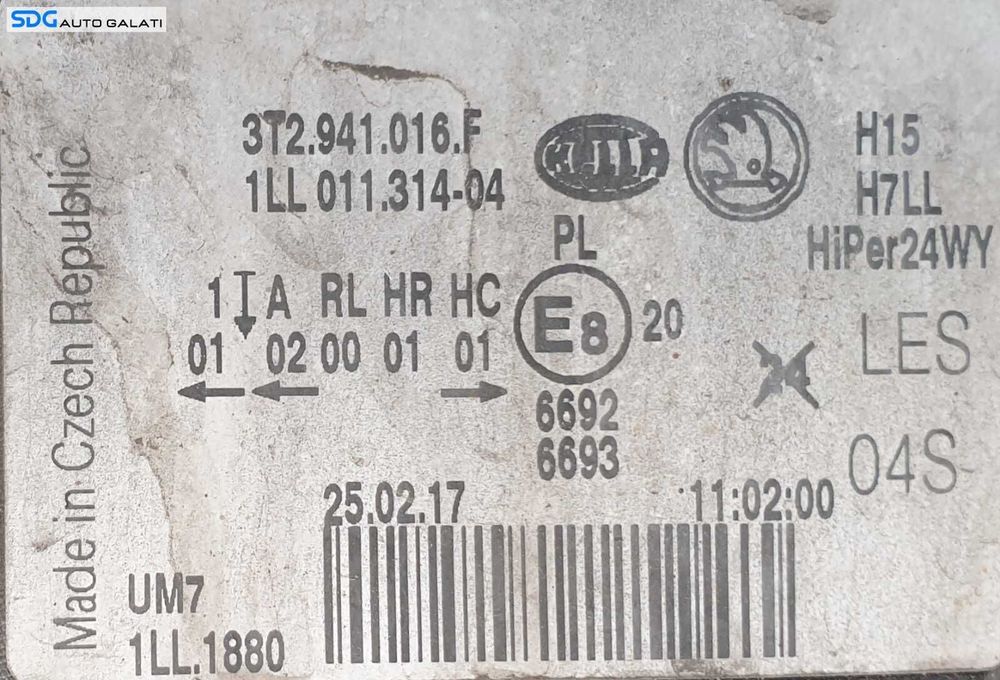 Far Dreapta Halogen Skoda Superb 2 2013 - 2015 Cod 3T2941016F [C4199]