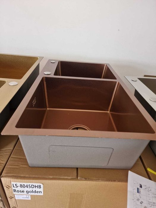 Reducere Chiuveta 2 cuve gold rose 80x45 -TRANSPORT GRATUIT