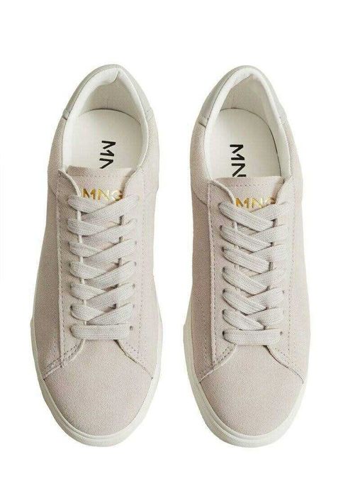 Mango Бежови кецове от велур