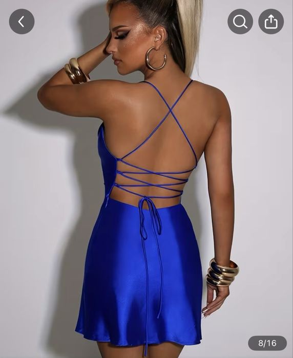 Платье голубое летнее с открытой спиной