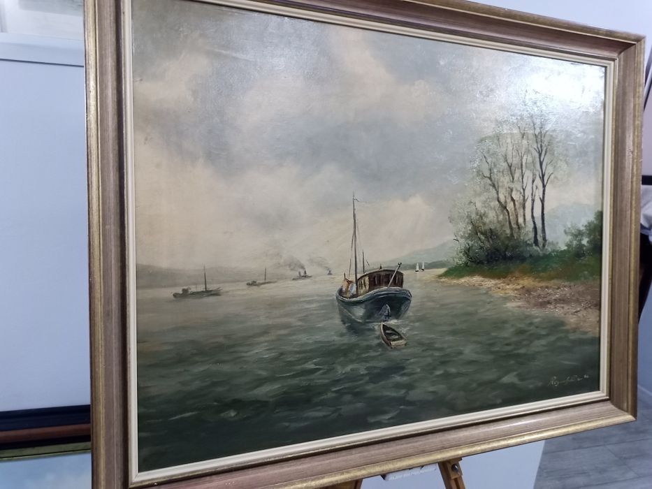 Маслена Картина "Пейзаж с Лодка" – Regeuhär '86