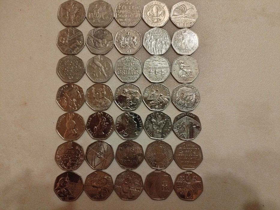 Английски Монети 50 Английски Пенса,Най-Редките, Юбилейни, Колекционерски, Скъпи Монети