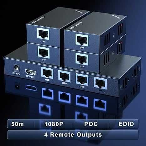 PWAYTEK HDMI екстендър, сплитер (1 вход 4 изхода) 1080P-60Hz