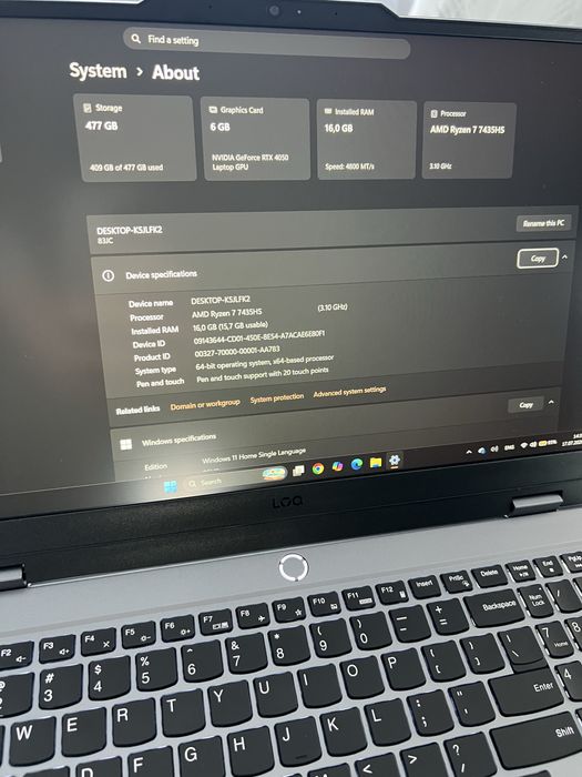 Lenovo LOQ Ryzen 7 16GB RTX 4050 6GB