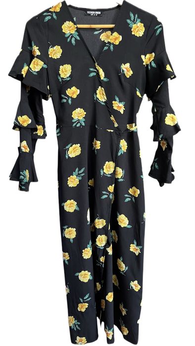 Rochie lungă cu imprimeu floral, fără defecte, mărimea S