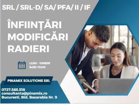 Infiintare firma, modificare, radiere SRL/ PFA /IF: GIURGIU - CALARASI