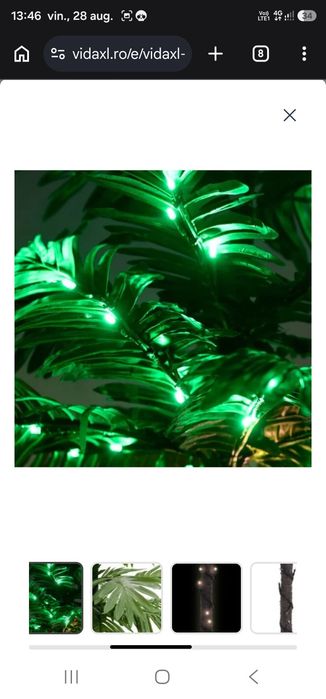 Palmier cu LED, 88 LED-uri alb calde, 150 cm