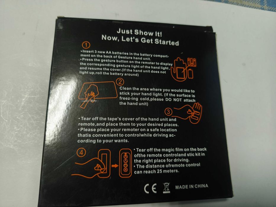 Semn led auto cu telecomanda, design mana