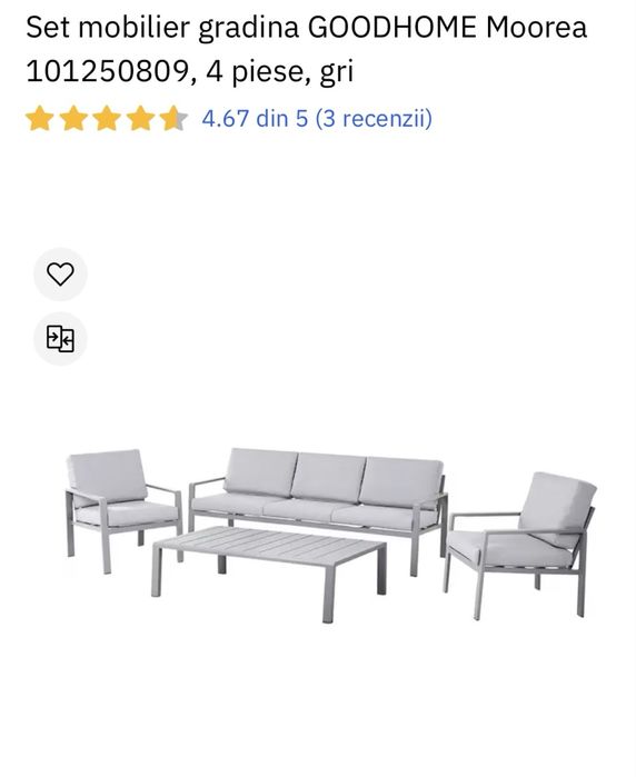 Set mobilier terasa, gradina gri antracit