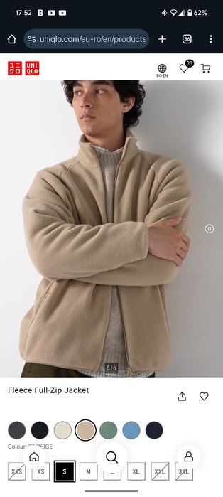 Bluza Fleece Uniqlo bej marime S