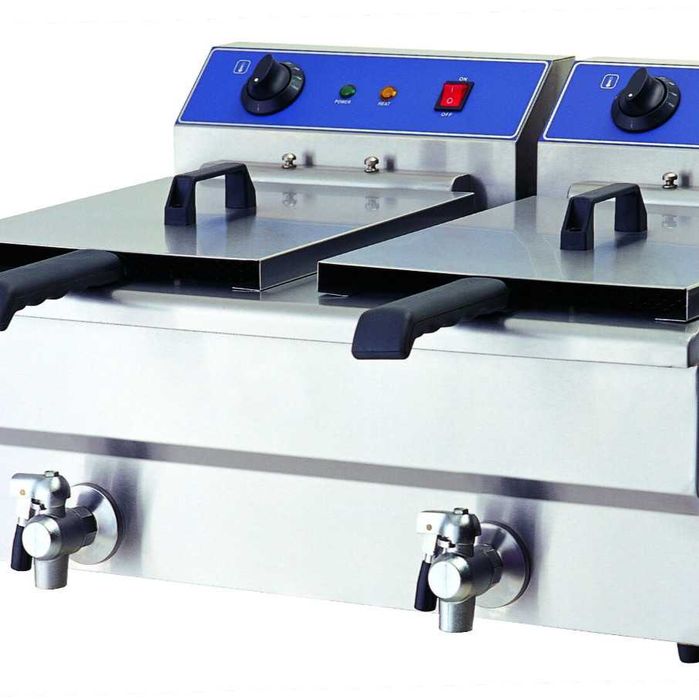 Friteuza electrica dubla 16l+16l cu robineti scurgereTRANSPORT GRATUIT