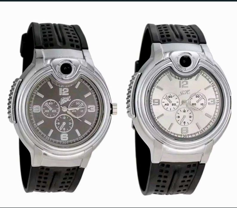 Ceas cu bricheta , Ceas bărbați model deosebit, curea silicon