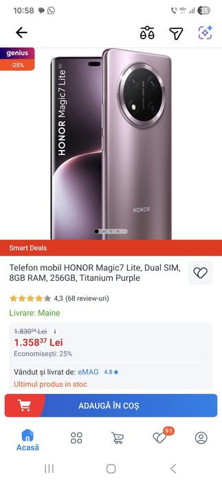 Telefon Honor Magic7 Lite