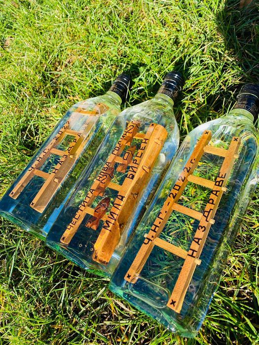 Дървени стълби в бутилка, шише за подарък, рожден ден