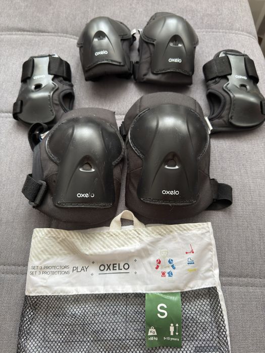 Set 3 perechi protecţii Play Negru Copii Oxelo S
