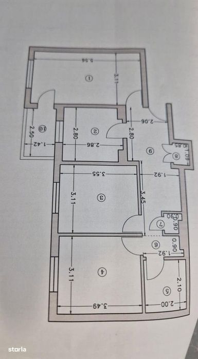 Apartament 3 camere, balcon, 2 băi,an 1984-Dristor