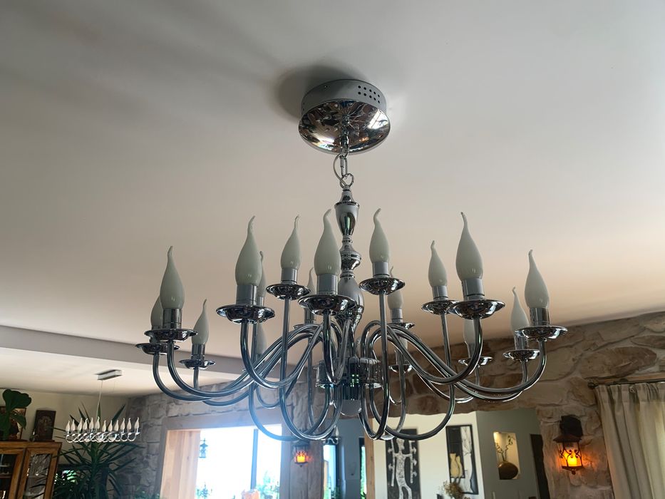 Разкошен комплект - сребърен полилей, гондола за таван, стенен аплик