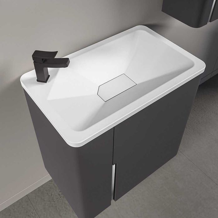 Комплект за баня ELIA DARK GREY 60 см - шкаф, LED огледало и колона