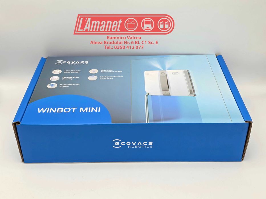 Aspirator de curatat geamuri Ecovacs Winbot Mini tehnologie WIN-SLAM 3.0 Sigilat