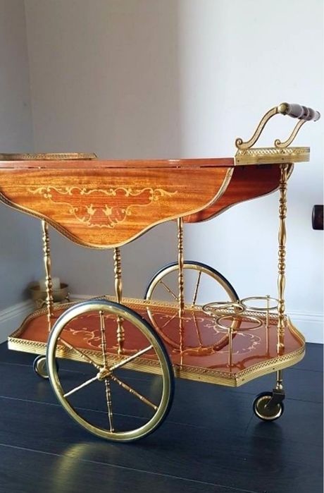 Măsuță/Gheridon  veche din bronz cu blat din marmură