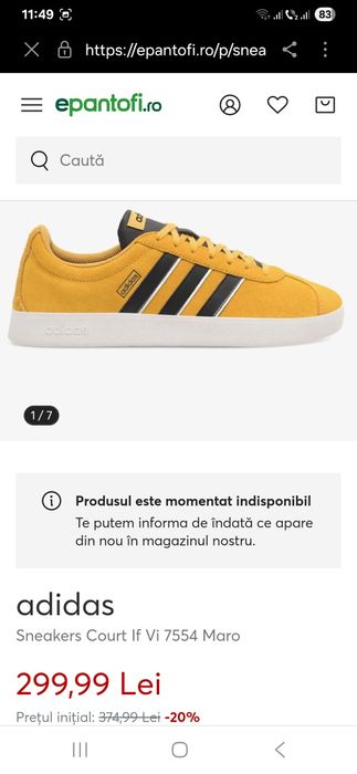 Pantofi sport Adidas, piele întoarsă, mărimea 42 2/3