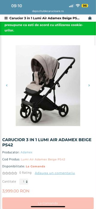 Carucior 3 in 1 Lumi Air Adamex Beige