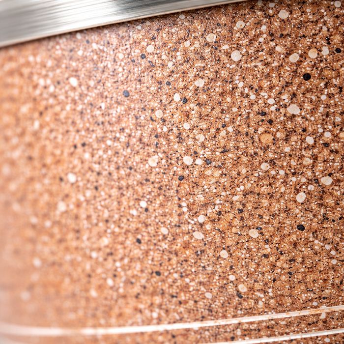 Set oale granit 6 piese cu capac sticla, vase gatit cu invelis granit antiaderent, ceramica, 32-40 cm, rezistente