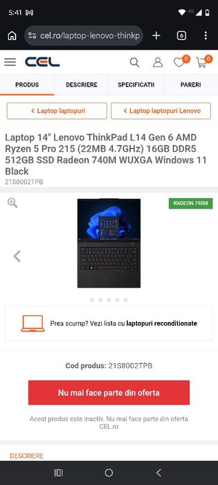 Vand laptop Thinkpad ddr5